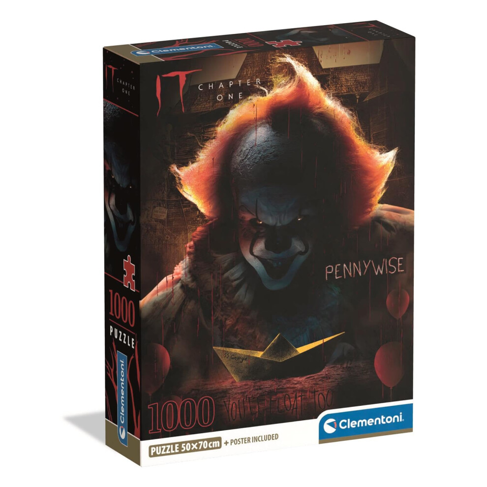 Clementoni Jigsaw Puzzle 1000 Pieces, It Horror Movies, Compact Box, Made In Italy, Puzzle For Adults 14-99 Years, Kidult, Gift, 37097