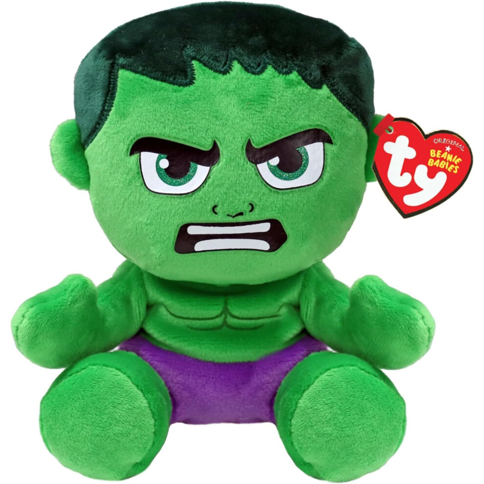 Ty Hulk Marvel Avengers Beanie Babies Regular, Licensed Beanie Baby Soft Plush Toy, Collectible Cuddly Stuffed Teddy