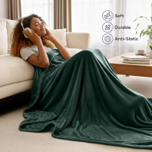 (Super King, Green) BedLooms Luxury Faux Fur Fleece Blanket 310 GSM - Super Soft Plush Throw for Bed, Sofa & Couch
