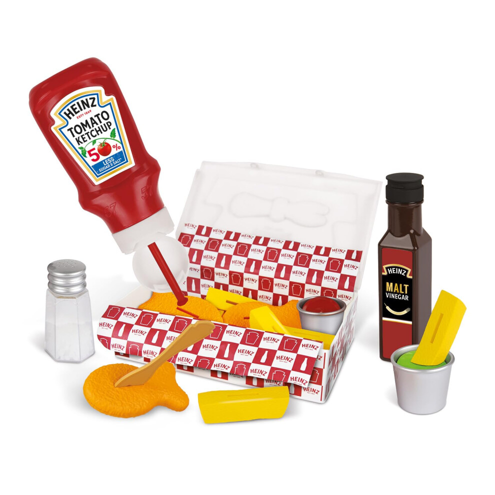 Casdon Heinz Fish & Chips Takeaway Set | Classic Fish & Chips Play Set For Children Aged 3+ | Ideal For Imaginative Play | Squeezy Ketchup Bottle,