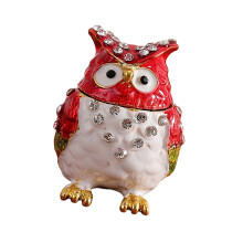Owl Inspire Jewelry Case Alloy Structure Storage-red and white