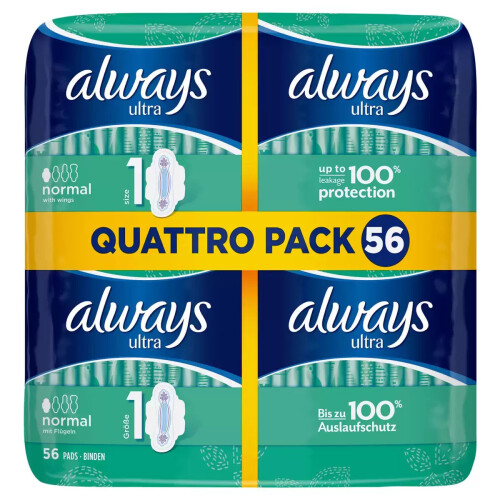 Always Always Ultra Normal Pads Size 1 with Wings 56 Pack