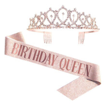 Accessorio scintillante per il compleanno, regalo per donne e ragazze, set di compleanno luccicante che include corona con strass di diamanti,