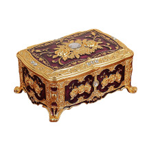Jewelry Holder Miniature Chest With Mirror Inside And-Purple