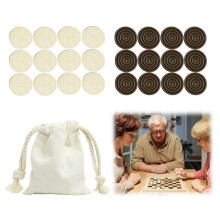 SMCEHEYA Draughts Set, 24 Pcs Checkers with Drawstring Bag, Board Game Pieces Replacement, Quality Stackable Checkers for Kids Learning, Camping