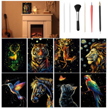 VLYX Scratch Art for Adults and Kids - 8-Piece Luminous Rainbow Scratch Notes Kit with Scratching Tools, Creative Art Supplies Children &