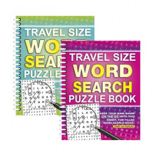 Sixstore A5 Spiral Bound Travel Size Word Search Puzzle Books, Green and Pink - Set of 2
