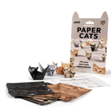 50-Piece Origami Paper Cats Kit for Adults and Teens? DIY 3D Kitten Models with Pre-Printed Designs, Easy Folding Craft Activity, Lightweight Paper