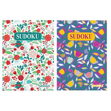 Squiggle A5 Floral Sudoku Travel Size 128pg Puzzle Books - Set of 2