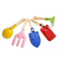 Kids Gardening Tool Set 5 Piece Childrens Gardening Set 8" Kids Garden Tools Made of Metal with Sturdy Wooden Handle Gardening Spoon, Fork, Trowel,