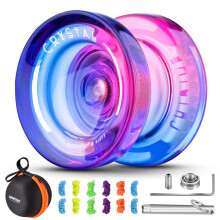 MAGICYOYO Responsive Yoyo for Kids K2 Crystal Pink Purple, Dual Purpose Beginner, Trick Professional Ball with Unresponsive Bearing Kit + 12 Strings