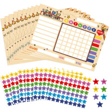 Lemicin Reward Chart Children Behaviour - 10 Sheets Reward Charts with 441 Star Stickers for Children Behaviour Training (pencils)