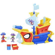 SPIDEY AND HIS AMAZING FRIENDS Marvel Water-Webs Webs Ahoy Bubble Pirate Ship Playset 43 cm with Real Bubble Maker, Spidey & Green Goblin Figures,