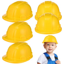 Tofficu 5pcs Construction Hat Toys, Children Hard Hat Simulation, Baby Preschool Yellow Plastic Hard Helmet, Engineering Safety Helmet Toys for Role