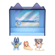 Bluey Fuzzies Episode Pack: The Beach. With 3 Specially Flocked Collectible Mini-Figures (Incl. 1 Exclusive), Display Case, Trading Card, and