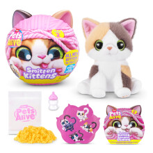 Pets Alive Smitten Kittens Series 2 (Calico Cat) by ZURU ? Interactive Plush Cat Toy with 10 Sounds, Surprise Unboxing, Soft Collectible Pet for Ages