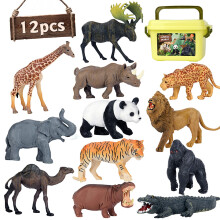 Safari Animal Toys Figures Age 3+, 12 PCS Realistic Jumbo Wild Jungle Animals Figurines, Large African Zoo Animal Playset with Lion,Elephant,Giraffe,