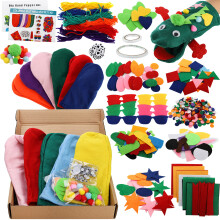 TOPZEA 12 Pack Hand Puppet Making Kit, Kids Craft and Art Aupplies Felt Sock Puppet Creative DIY Make Your Own Puppets Kits with Pompoms and Wiggle