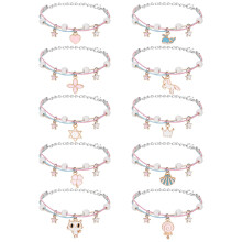 Pinenuts 10-Piece Friendship Bracelets for Girls, Adjustable Kids Unicorn Braided Bracelets, Colorful Ceramic Beads