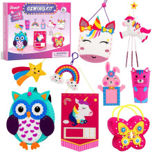 Sunrad Sewing Kit for Kids Toys for Ages 6-12 Girls, 9 Easy DIY Projects of Animal Felt Craft with Unicorn,Owl,Arts & Crafts for Beginner Gift for