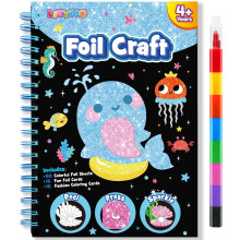 LIKYMO Foil Art for Kids - Foil Craft Book Art and Craft for Kids, DIY Creative Activity Gifts for 4 5 6 7 8 9 Year Old Girls Boys (Ocean)