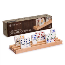 Yellow Mountain Imports Premium Beechwood Domino Racks/Trays (25 centimeters) - Set of 4 - Domino Holders for Mexican Train, Chickenfoot and other