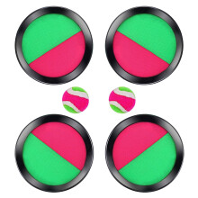 SSKHE Pack of 4 Toss and 2 Catch Ball Set,Four 19cm Velcro Paddle Discs and Two Tennis Balls,Outdoor Toys Beach Games,Portable Beach Toys for Kids