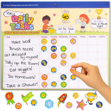 PUTSKA Behaviour Reward Chart for Kids ? Includes 26 Chore Charts & 1528 Stickers ? Magnetic Chore Chart for Multiple Kids at Home to Build