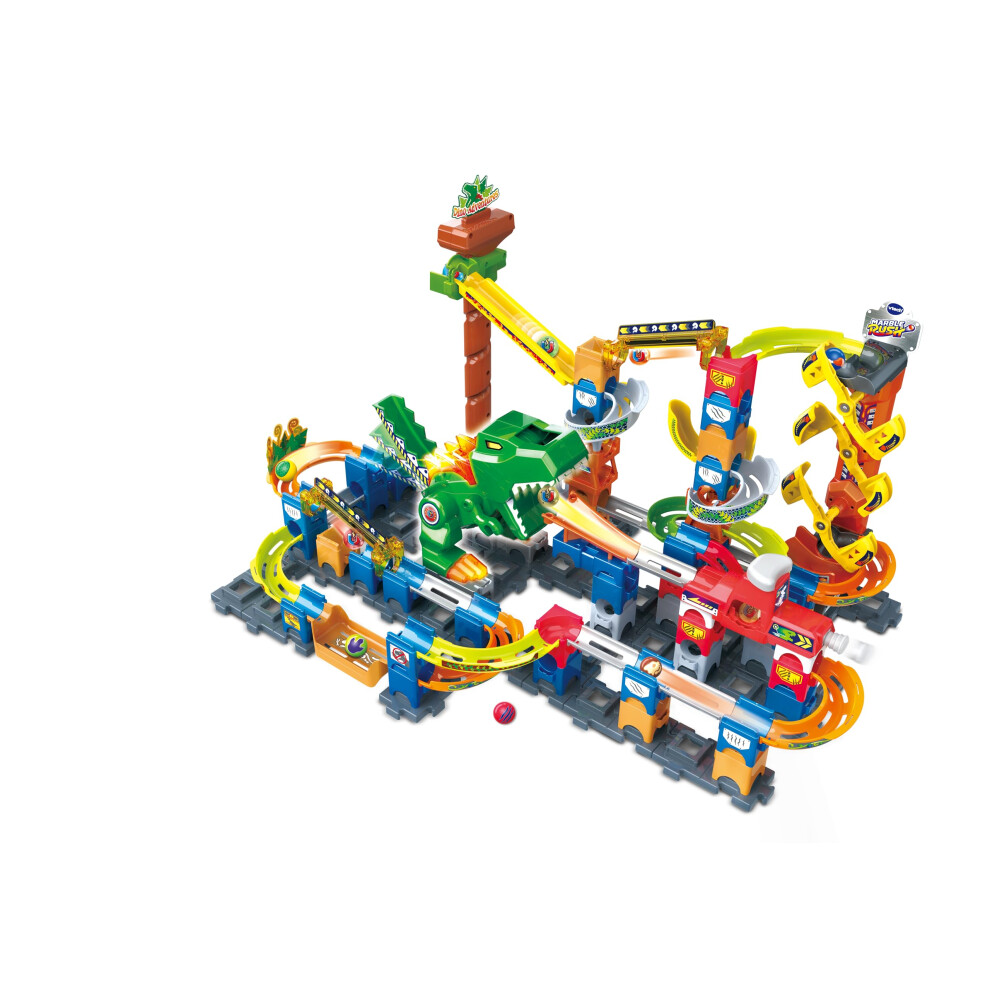 Vtech Marble Rush Magentic Dino Adventure, Construction Set For Kids, 10 Marbles & 100 Building Pieces, Building Toy, Dinosaur Marble Run With & Light