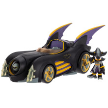 DC x Sonic Shadow as Batman with Feature Batmobile 2.5" / 6.35cm Action Figure Set, Officially Licensed by Jakks Pacific, Interactive Vehicle with