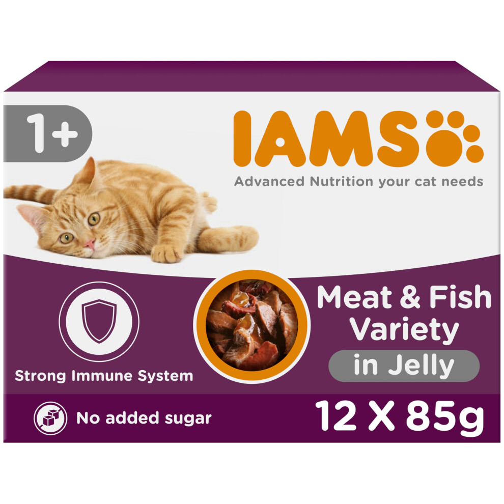 Iams Adult Wet Cat Food Land & Sea In Jelly 12 X 85G