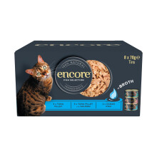 Encore 100% Natural Wet Adult Cat Food, Fish Selection in Broth, 8x70g Tins