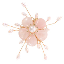 Delicate Blossom Brooch Pearl Crystal Metal Lapel Pin
