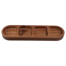 Coffee Color Wooden Dip Plate with Compartments for Party Serving