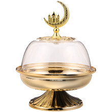 Silver Ramadan Dessert Tray with Dustproof Lid for Party Serving