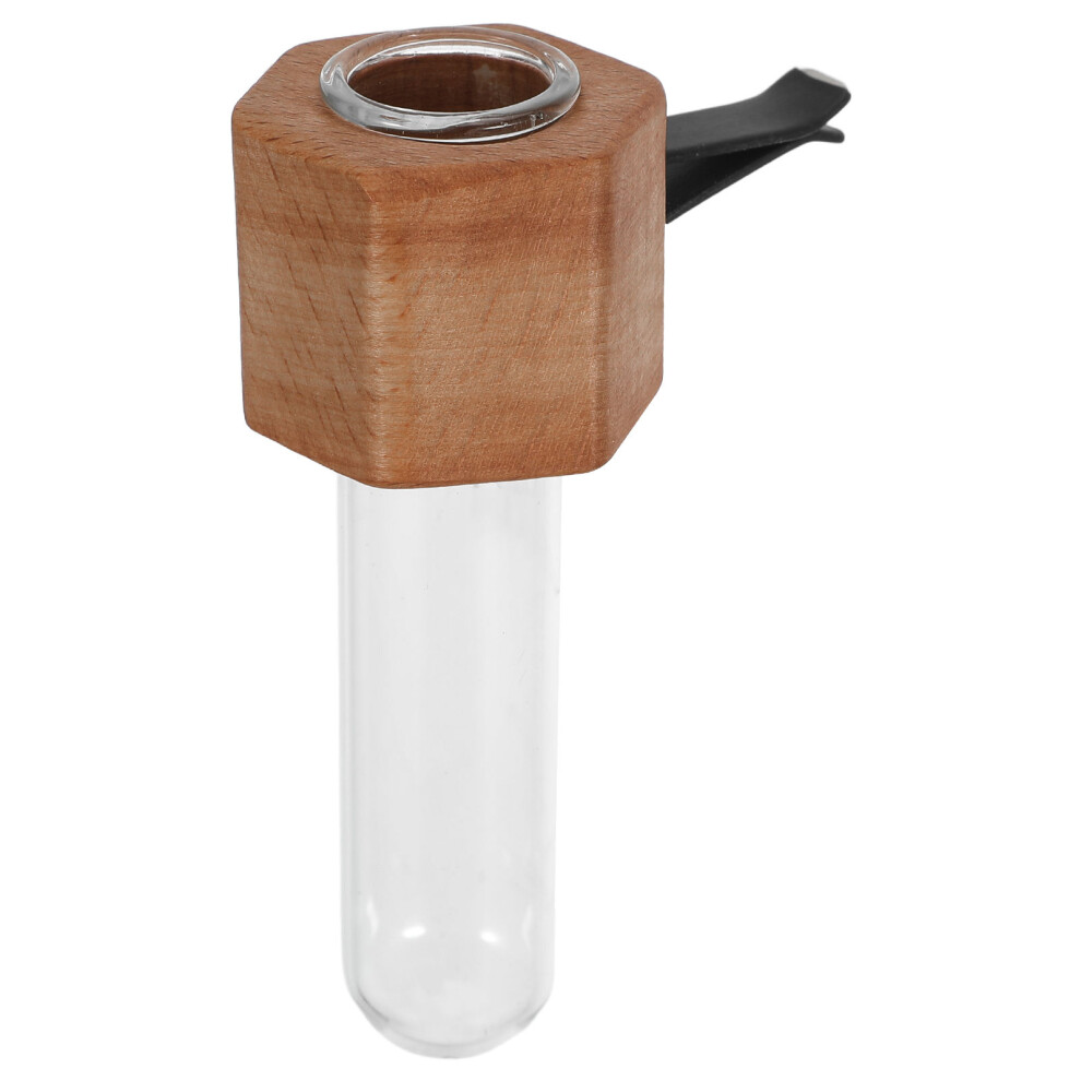Car Vent Flower Vase Clip Wood Glass Interior Decoration Beige 3752501037630