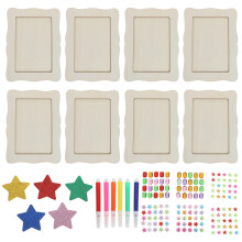 1Set Assorted Color DIY Wood Picture Frames Craft Kit with Stand