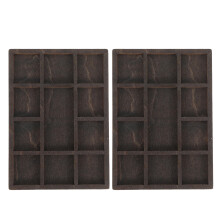 2Pcs Wood Jewelry Display Stand Coffee Color Compact Organizer Rack