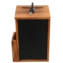 Lockable Wood Donation Box with Slot Blackboard for Daily Use