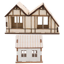 2St Khaki Mini Huis Model Voor DIY, Spellen En Kerst Dorp Decor