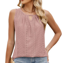 Women's loose-fitting casual sleeveless hollow-leather pink XL