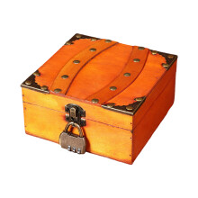 Wood Jewelry Chest With Metal Lock For-sunset red three dig