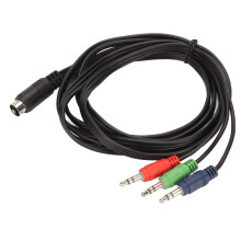 Mini DIN 9 Pin to 3x 3.5mm Audio Cable Red Green Blue for Speaker Amplifier Plug and Play Noise Reduction
