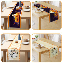 Chemin de table et serviette de table imitation lin pour Halloween (1 ensemble)