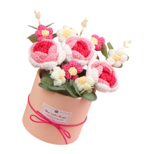 Bouquets de roses en laine au Crochet, tissées à la main, en-5