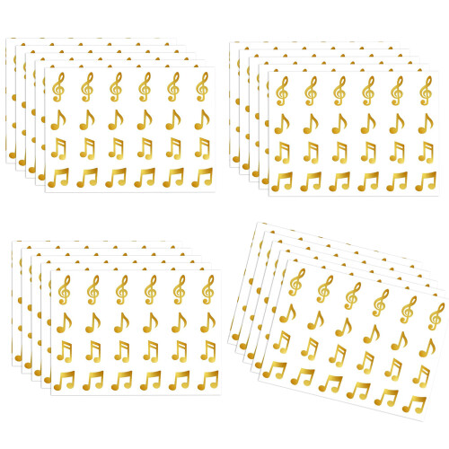 Glitter Music Note Adhesive Sticker 20 Sheets For School-Gold