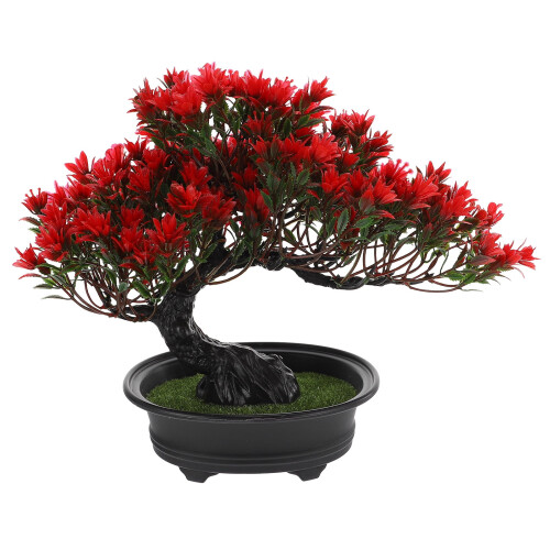 Albero bonsai giapponese artificiale, rosso, 32x13 cm