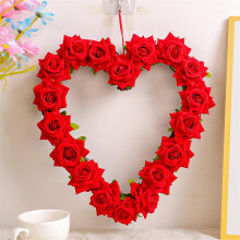 Red Rose Rattan Wreath for Valentine's Day