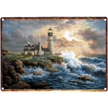 Metal Lighthouse Wall Art Sign 20 x 30 cm