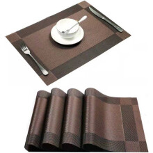 WJSXC vinyl placemats set van 6, bruin, duurzaam, geschikt voor binnen en buiten